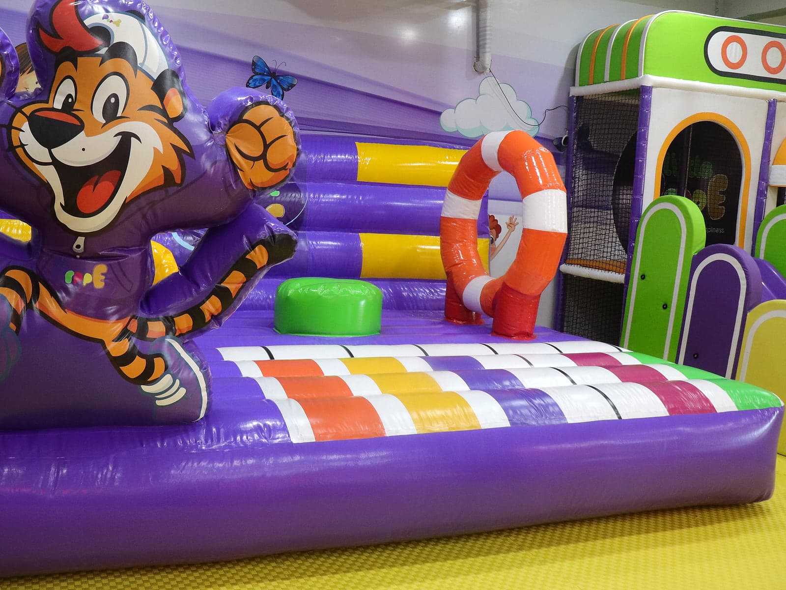 Peppe the tiger bouncy castle in the toddler-friendly inflatable zone