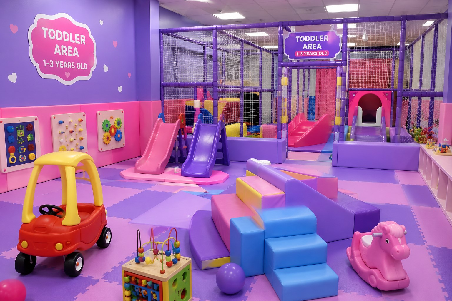 Toddlers playing safely in dedicated zone